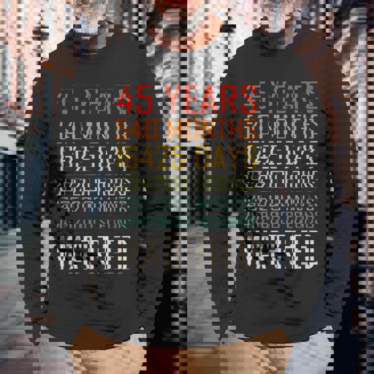 ヴィンテージ 45年 540ヶ月 結婚45周年 記念日 長袖Tシャツ 高齢者への贈り物