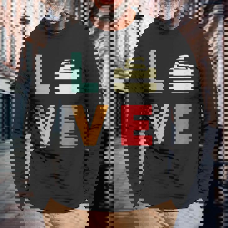 ヴィンテージ I Love Curling Curling Lover レトロカーリング 長袖Tシャツ 高齢者への贈り物