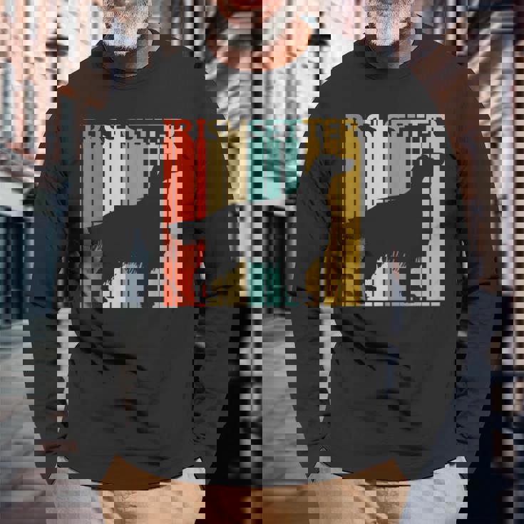 ヴィンテージ アイリッシュセッター 犬の飼い主と恋人 長袖Tシャツ 高齢者への贈り物