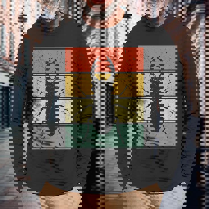 ヴィンテージ クワガタ カブトムシ 虫 長袖Tシャツ 高齢者への贈り物