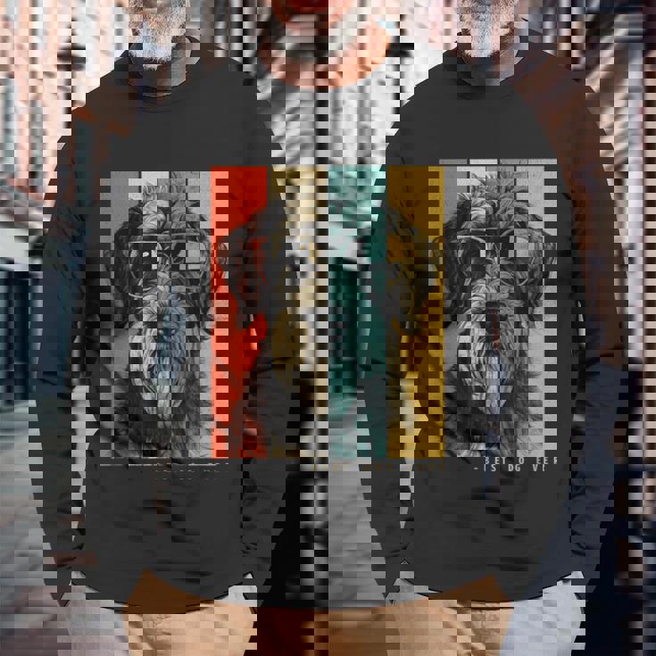 ヴィンテージ ジャイアント シュナウザー 犬 ママ パパ キッズ メンズ レディース 長袖Tシャツ 高齢者への贈り物