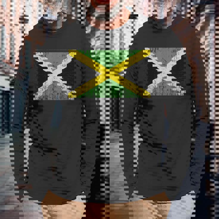 ヴィンテージ ジャマイカ バナー ファン ジャマイカ 国旗 レトロ 長袖Tシャツ 高齢者への贈り物