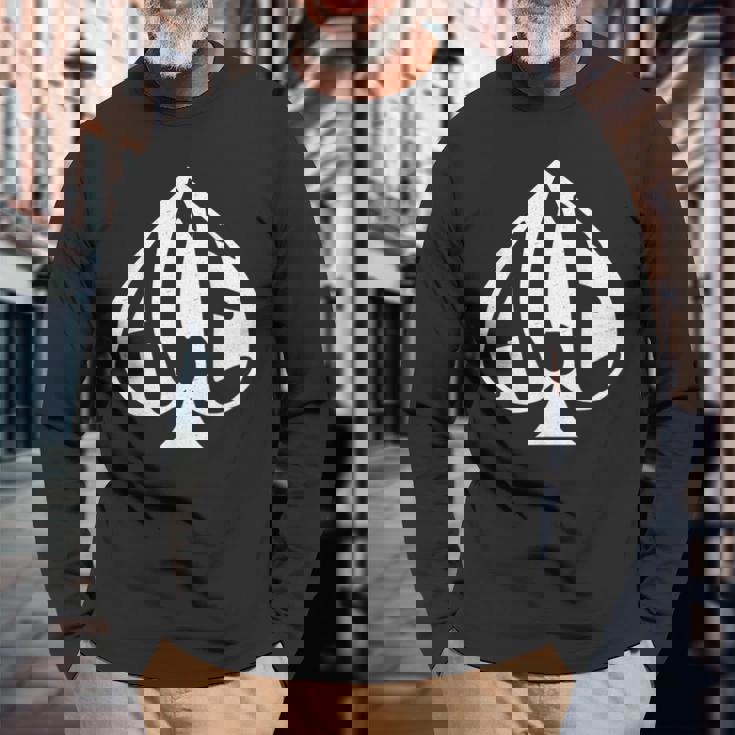 ヴィンテージ スペードのエース テキサスホールデム トランプ 長袖Tシャツ 高齢者への贈り物