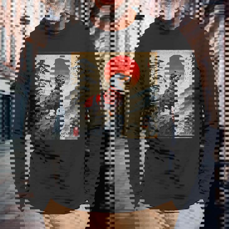 ヴィンテージ ダックスフンド サムライ ウナー 犬 日本の浮世絵 アート 長袖Tシャツ 高齢者への贈り物