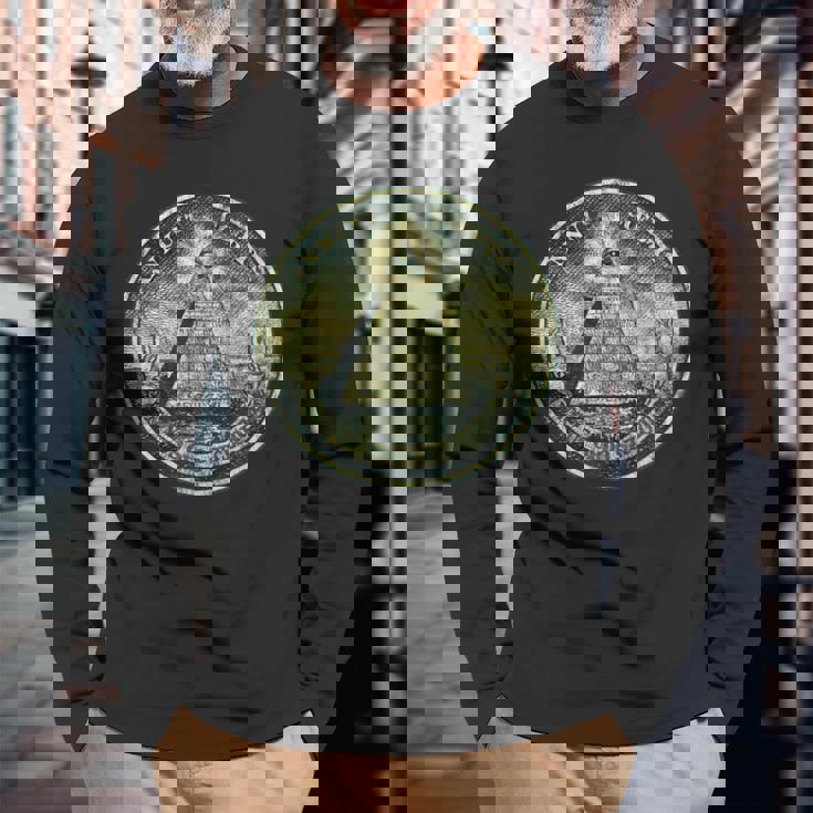 ヴィンテージ ドルビル ノート オールシーイング アイ イルミナティ 長袖Tシャツ 高齢者への贈り物