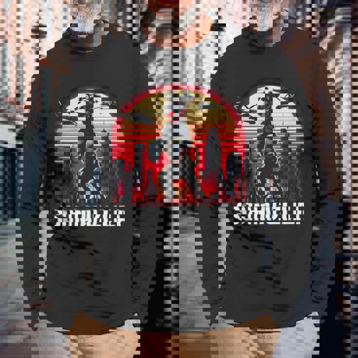 ヴィンテージ ミニ シュナウザー シュナウジラ アンティーク調 動物愛好家 長袖Tシャツ 高齢者への贈り物