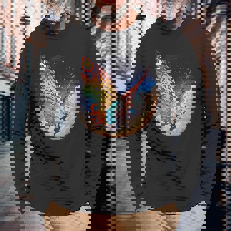 ヴィンテージ モスラ-モスラ怪獣怪獣 長袖Tシャツ 高齢者への贈り物