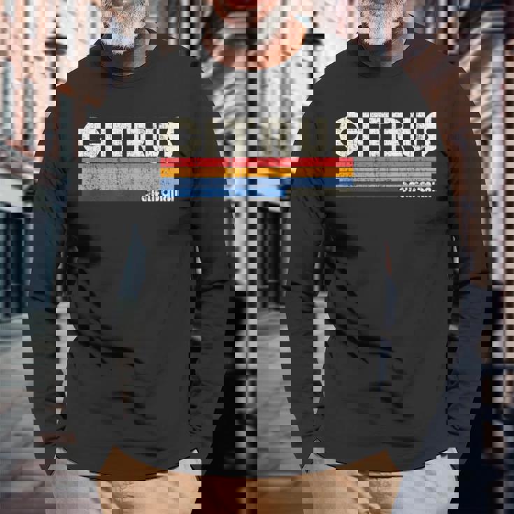 ヴィンテージ レトロ 70年代80年代スタイル シトラスの故郷、Ca 長袖Tシャツ 高齢者への贈り物