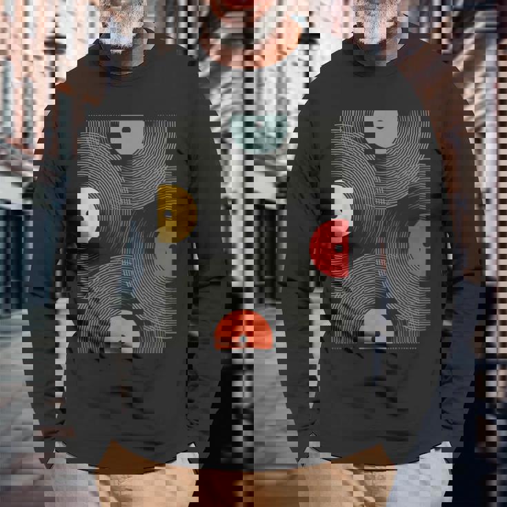 ヴィンテージ レトロレコード レコード モダンアート 長袖Tシャツ 高齢者への贈り物