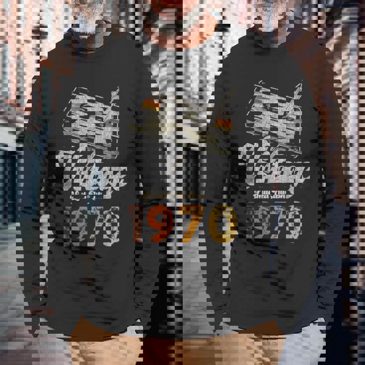 ヴィンテージ1970 カセット・ペンシル 55歳の誕生日 長袖Tシャツ 高齢者への贈り物