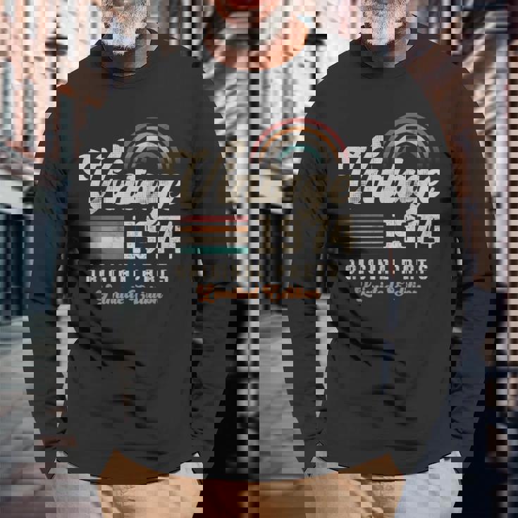 ヴィンテージ1974年、誕生年51年 レトロ 長袖Tシャツ 高齢者への贈り物