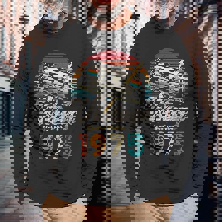 ヴィンテージ1975バースデー50年カセットペンシル 長袖Tシャツ 高齢者への贈り物