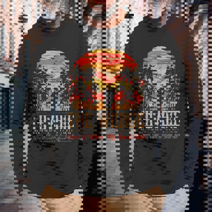 ヴィンテージウェッジバッジサーファーレトロサーファーバイブ 長袖Tシャツ 高齢者への贈り物