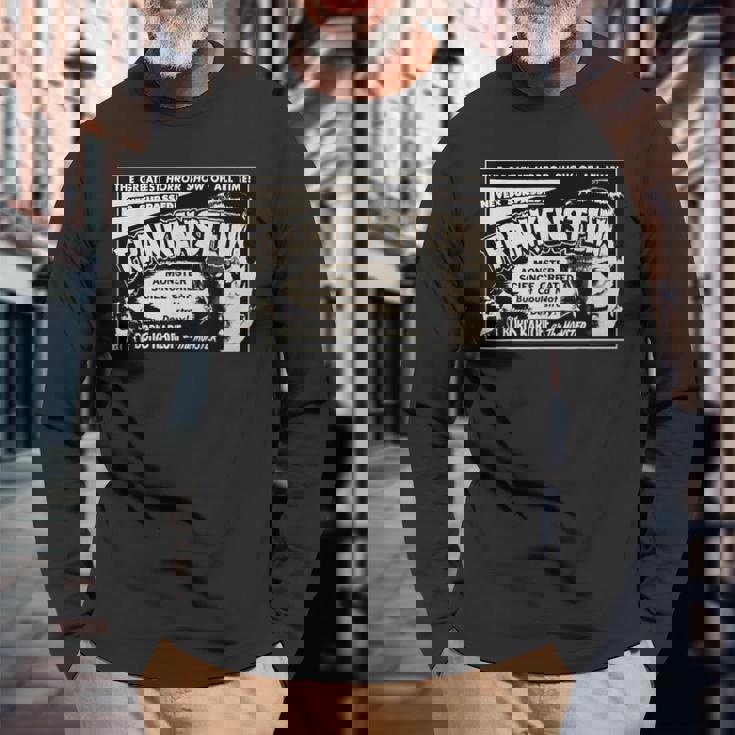 ヴィンテージホラー映画モンスター ハロウィン フランケンシュタインモンスター 長袖Tシャツ 高齢者への贈り物