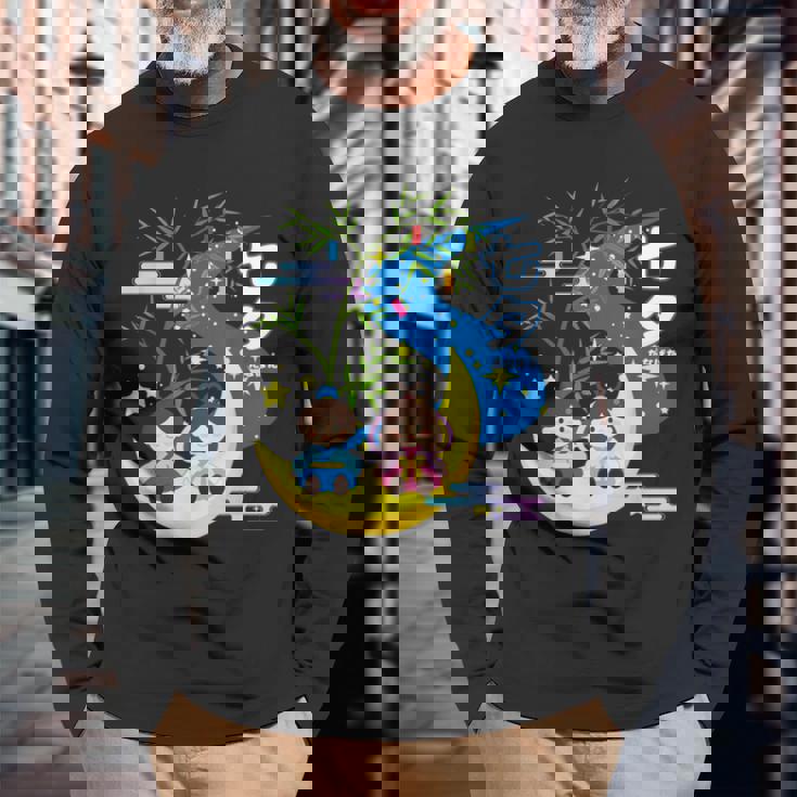 七夕、天の川、着物、日本祭りかわいい、星、日本の伝統的なお祭り、夏、夏休み、日本人形 長袖Tシャツ 高齢者への贈り物