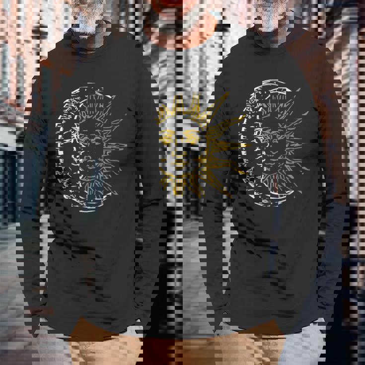 三日月 太陽 長袖Tシャツ 高齢者への贈り物