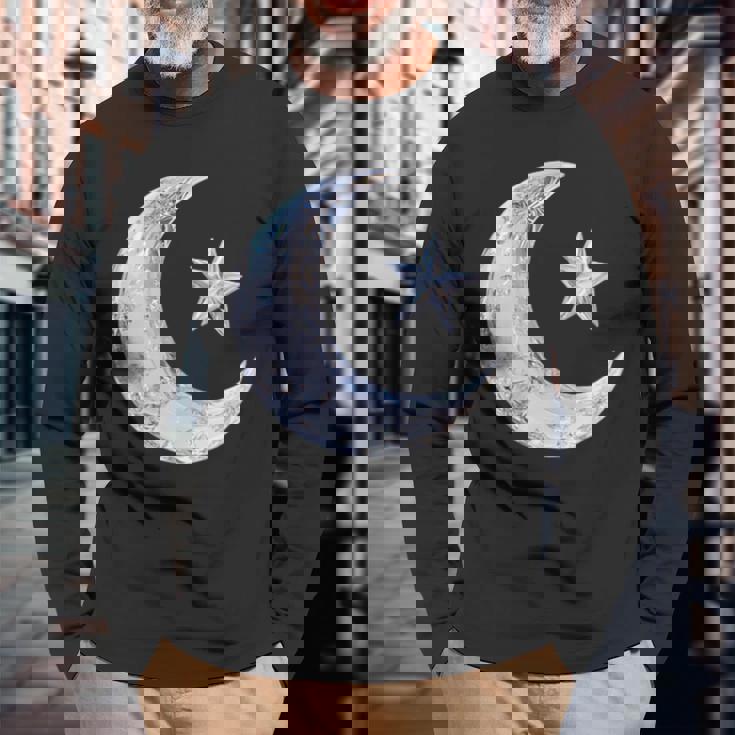 三日月と星 長袖Tシャツ 高齢者への贈り物