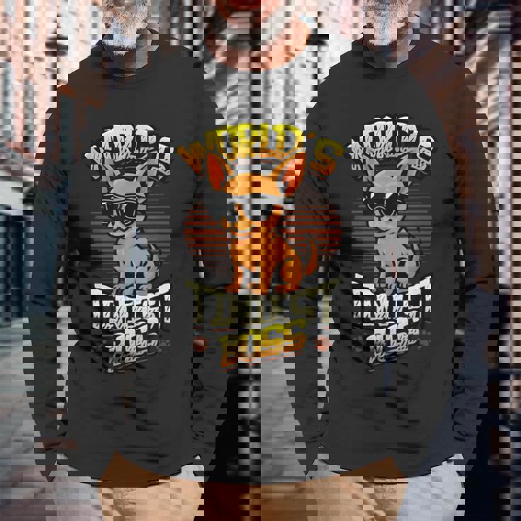 世界で最も小さなボス面白いチワワ 長袖Tシャツ 高齢者への贈り物