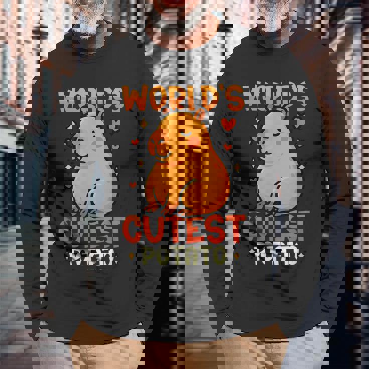 世界一かわいいポテトカピバラ 長袖Tシャツ 高齢者への贈り物