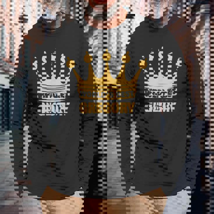 世界一のグレゴリー 面白い名前「グレゴリー」 長袖Tシャツ 高齢者への贈り物