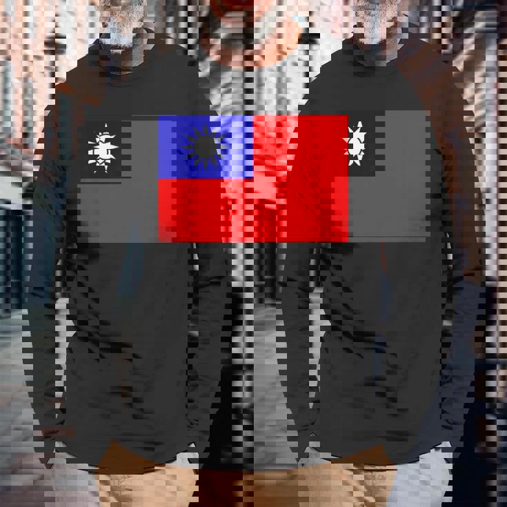 中国国旗 台湾 長袖Tシャツ 高齢者への贈り物