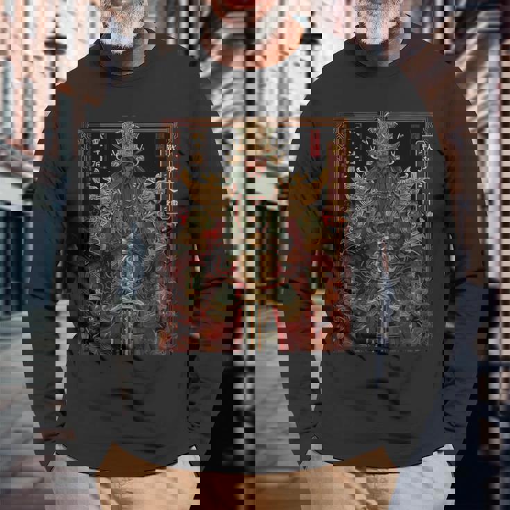 中国神主 関羽 神話 軍人 戦士 長袖Tシャツ 高齢者への贈り物