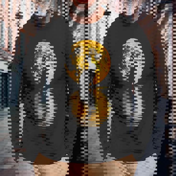 中秋節月 うさぎ シルエット 月餅 恋人 長袖Tシャツ 高齢者への贈り物