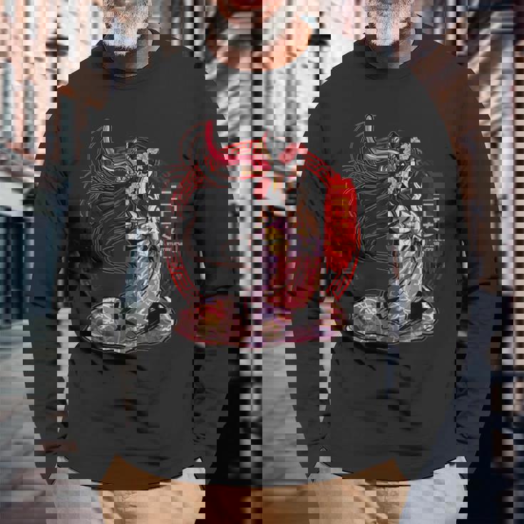 二口恩納怪獣妖怪 古代日本神話 神々 長袖Tシャツ 高齢者への贈り物