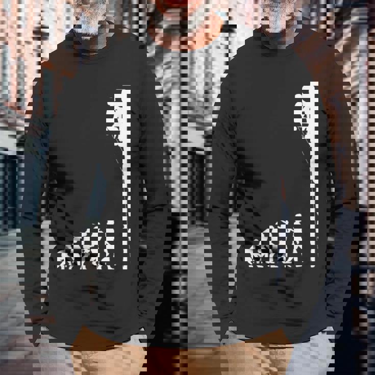 人類の進化 ロッククライミング エイドクライミング フリークライミング アルパインクライミング 登攀 登山 ボルダリング 長袖Tシャツ 高齢者への贈り物