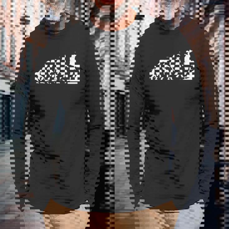 人類の進化 ネタ 山登り ハイキング アウトドア 趣味 おもしろ 長袖Tシャツ 高齢者への贈り物