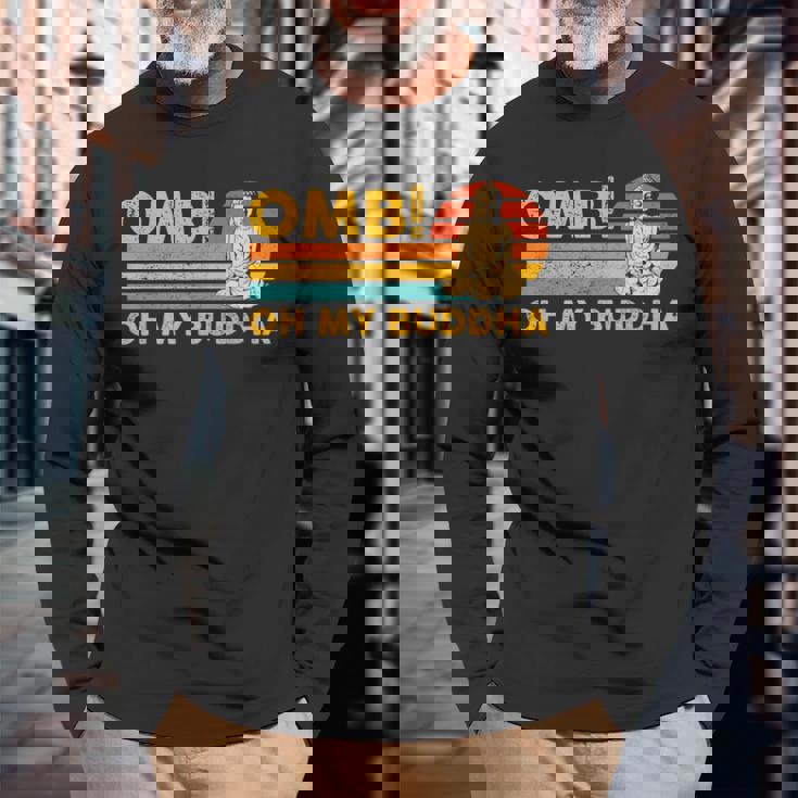 仏教 仏前 レトロ Omb オーマイブッダ 長袖Tシャツ 高齢者への贈り物