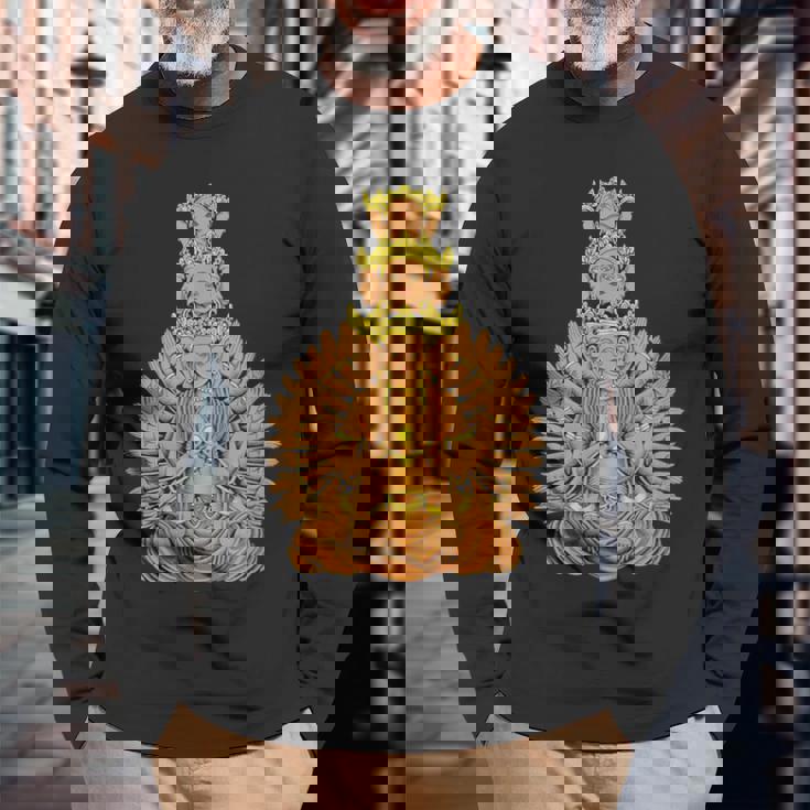 仏教 観音菩薩 長袖Tシャツ 高齢者への贈り物