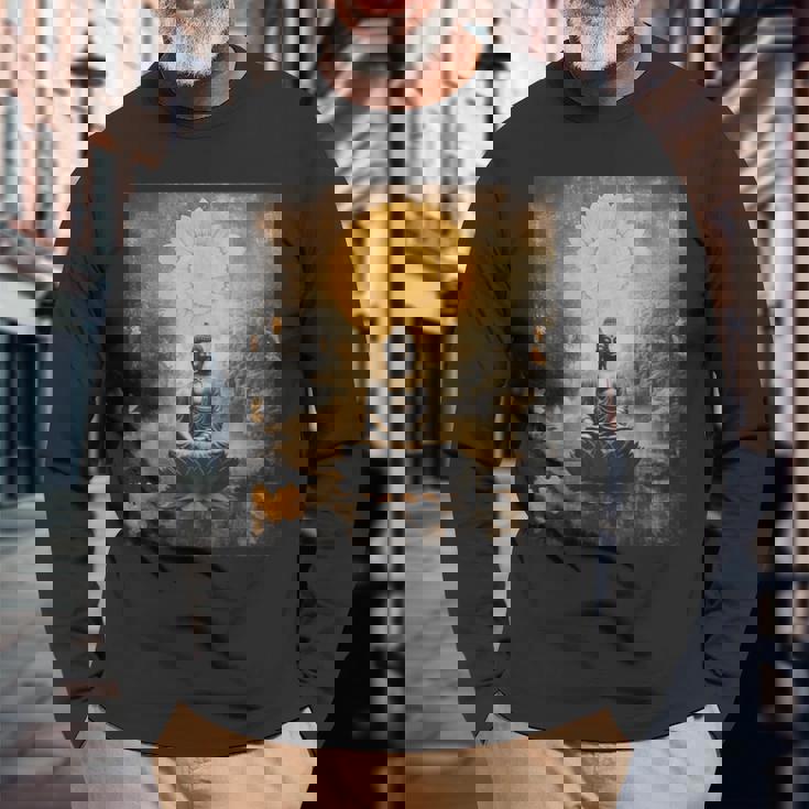 仏陀レトロ 長袖Tシャツ 高齢者への贈り物