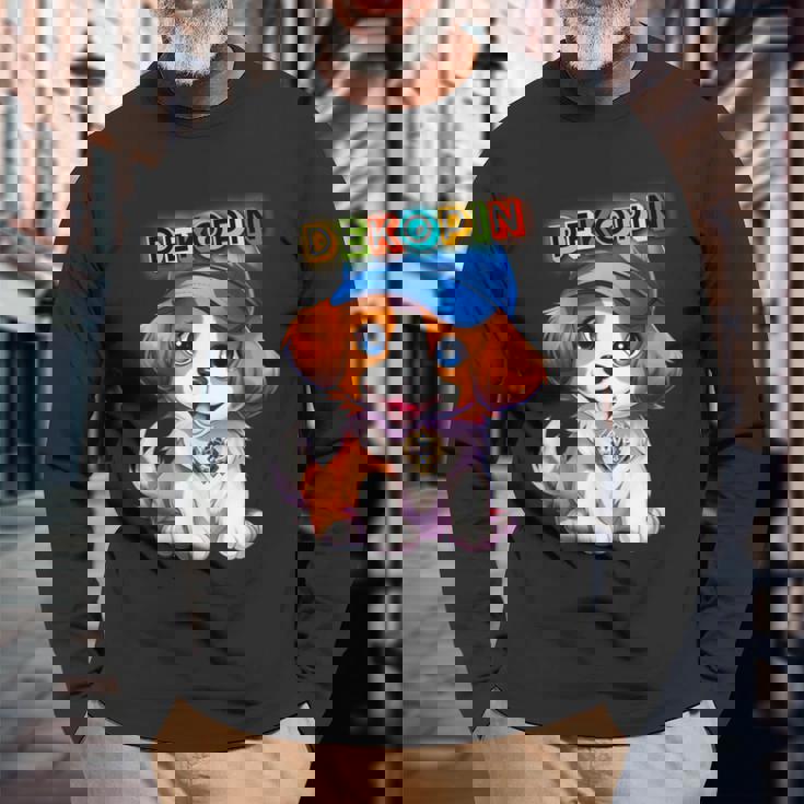 仔犬 野球 Decoy デコピン 愛犬 Kooikerhondje かわいい 人気者 長袖Tシャツ 高齢者への贈り物