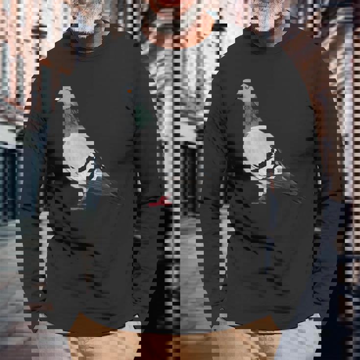 伝書鳩 鳥 動物 図 バードウォッチング 贈り物 鳥類学者 長袖Tシャツ 高齢者への贈り物