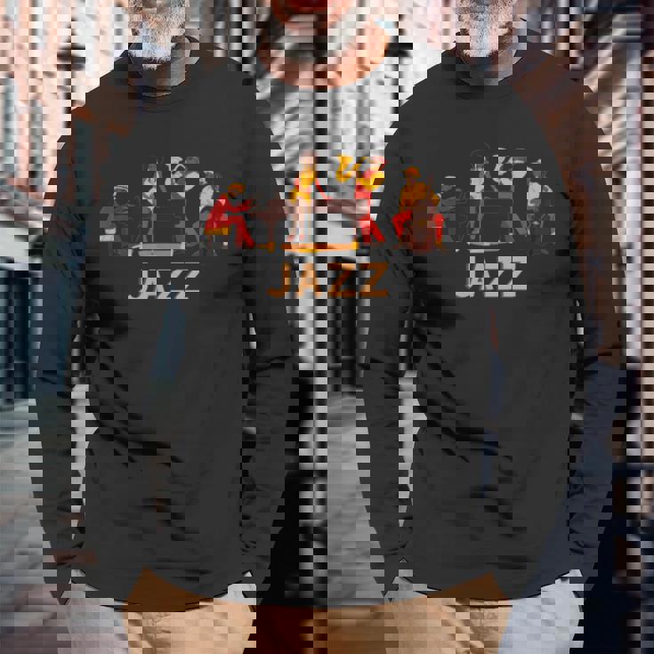 伝説のジャズアーティスト歌手 I Love Jazz 長袖Tシャツ 高齢者への贈り物