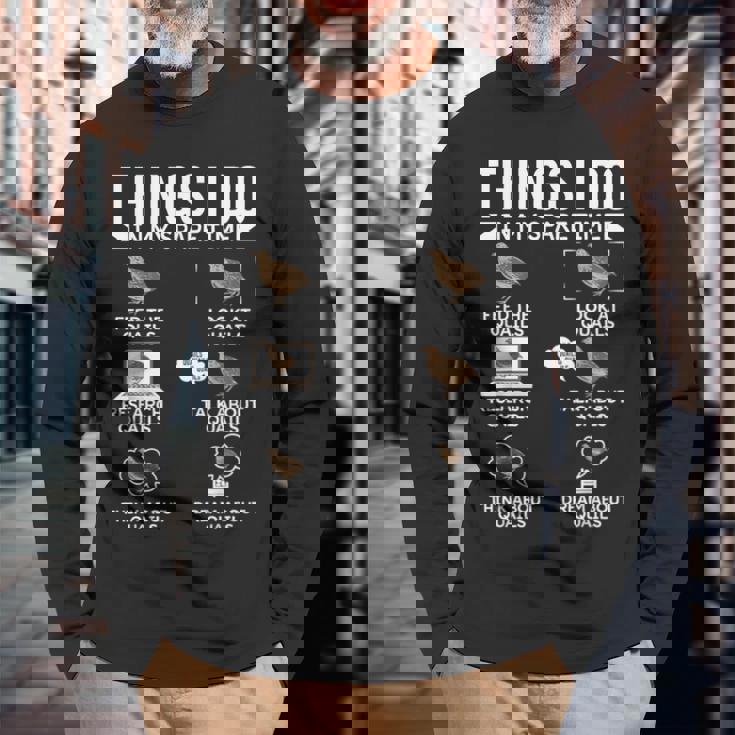 余暇にやること ウズラの鳥狩り ウズラ 長袖Tシャツ 高齢者への贈り物