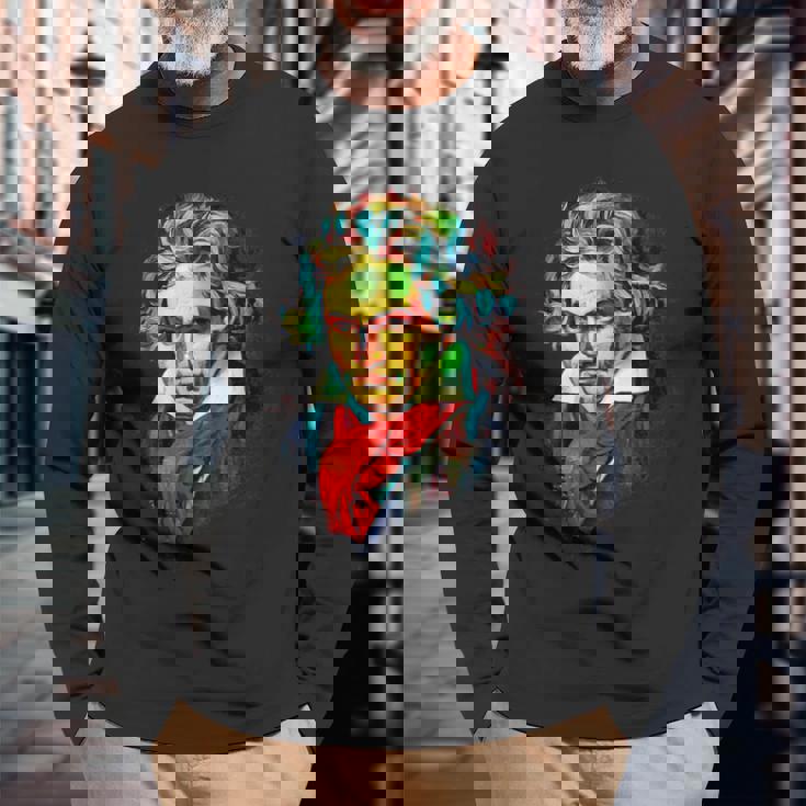 作曲家 ピアノ奏者 クラシック音楽 ベートーヴェン 長袖Tシャツ 高齢者への贈り物