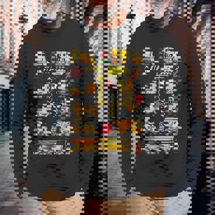 働く車 工事車両 面白いtシャツ イラスト かわいい キッズ 子供用 メンズ おもしろグッズ 子供 男の子 長袖Tシャツ 高齢者への贈り物