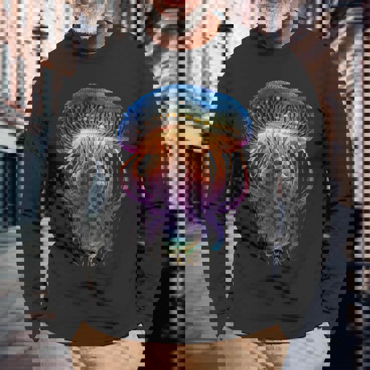 光るクラゲ 長袖Tシャツ 高齢者への贈り物