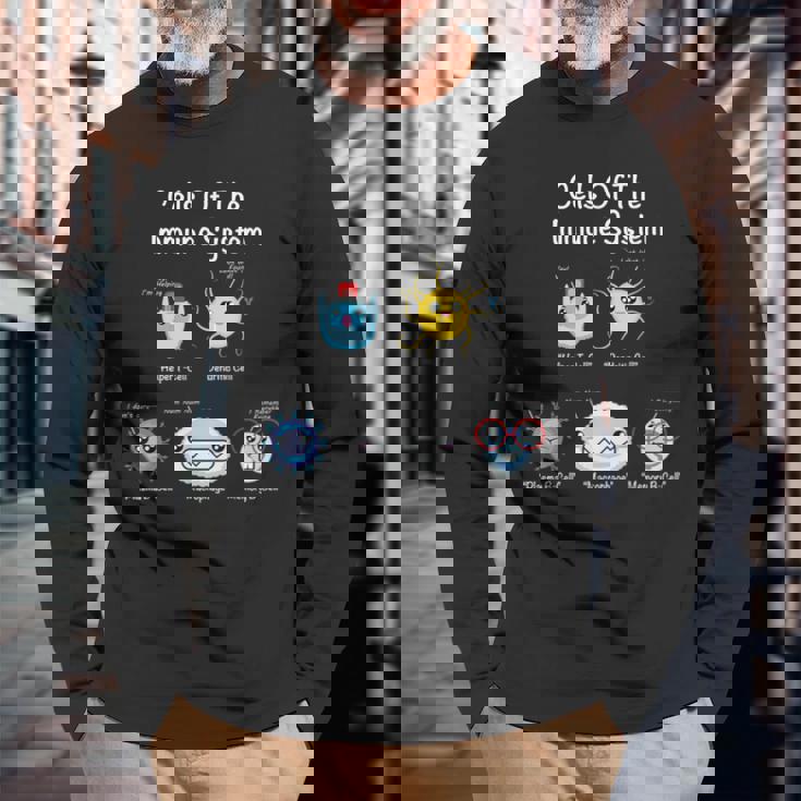 免疫系細胞生物学細胞科学ユーモア免疫学者 長袖Tシャツ 高齢者への贈り物