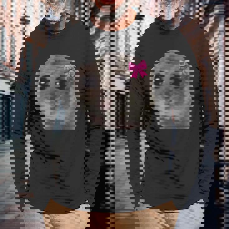 公式悲しいハムスターミーム 長袖Tシャツ 高齢者への贈り物