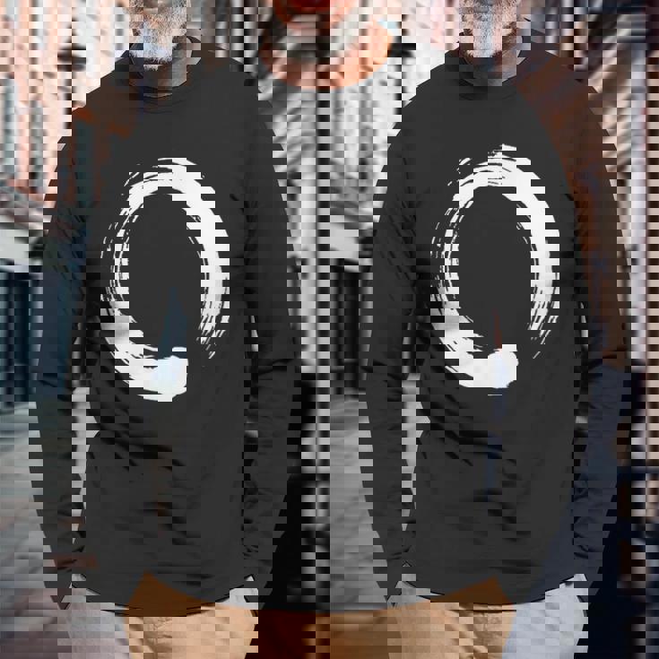 円相、禅、円、シンボル、仏教、仏、瞑想ヨガ 長袖Tシャツ 高齢者への贈り物