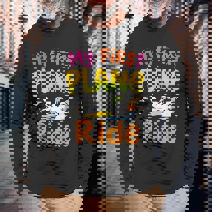 初めてのフライトmy First Plane Ride 長袖Tシャツ 高齢者への贈り物