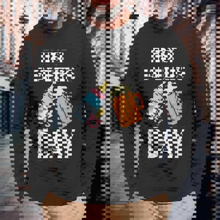 初めての父の日 ビール ミルク 新しいお父さん お父さん 若い親 長袖Tシャツ 高齢者への贈り物