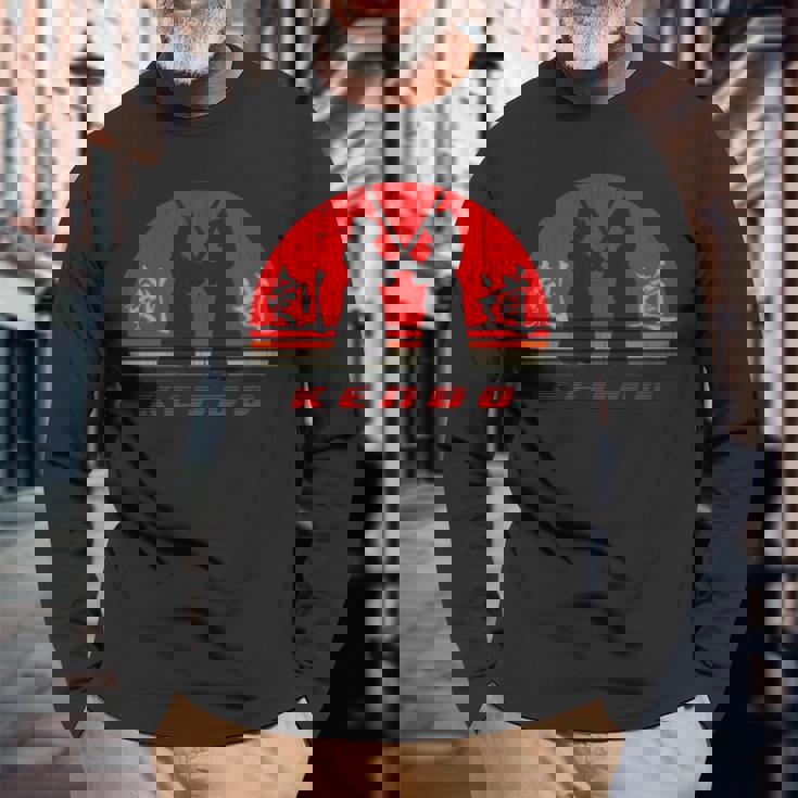 剣道、ヴィンテージスタイル 長袖Tシャツ 高齢者への贈り物