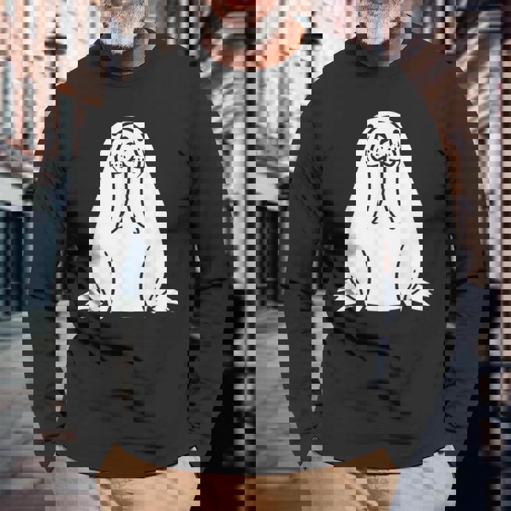 動物 かわいい ミニマリスト セイウチ シンプルなセイウチ 長袖Tシャツ 高齢者への贈り物