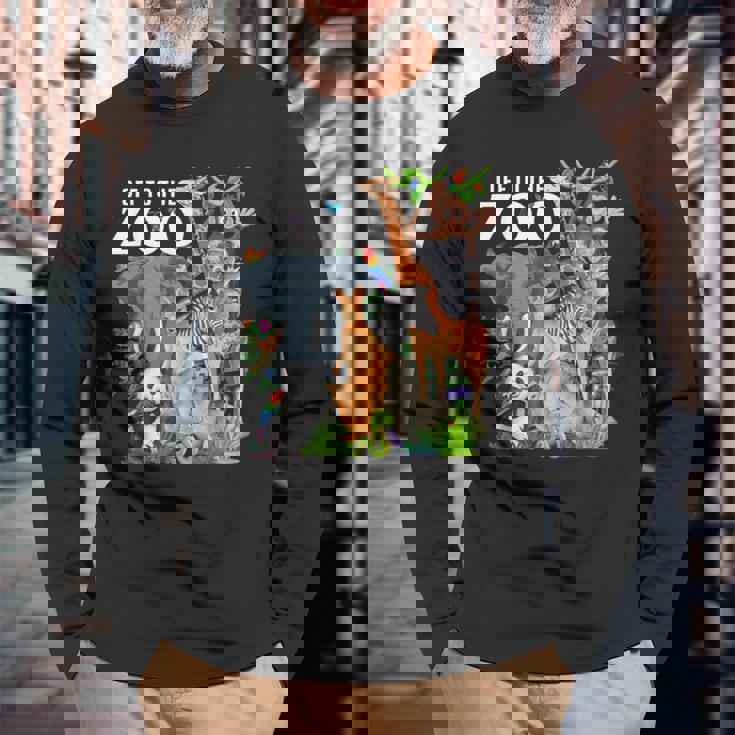 動物園動物 サファリパーティー 動物園サファリ動物園 長袖Tシャツ 高齢者への贈り物