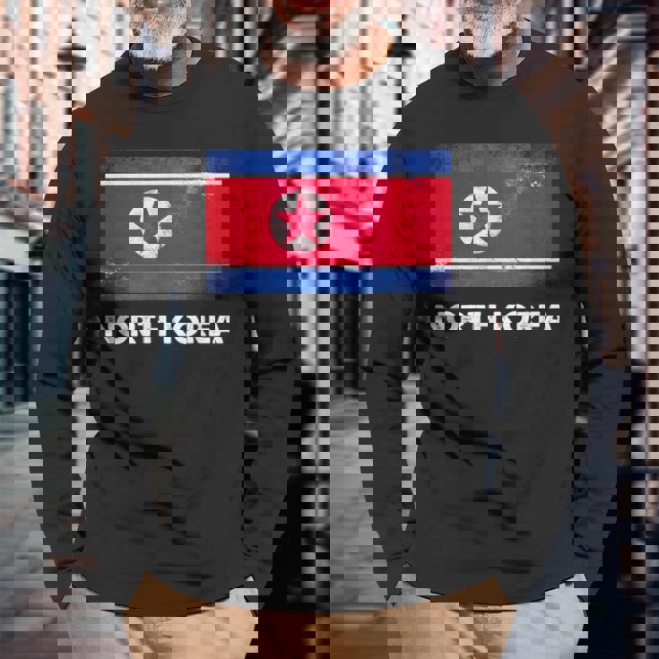 北朝鮮国旗tシャツ 長袖Tシャツ 高齢者への贈り物