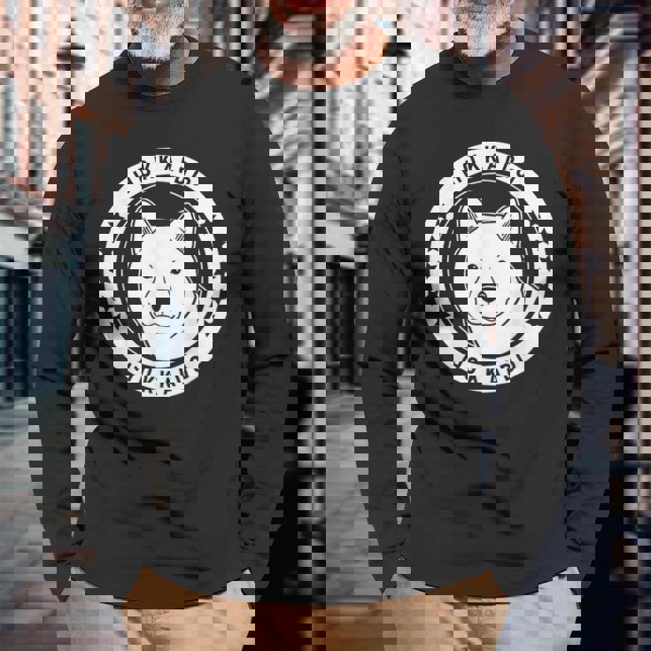 北海道犬のポートレート 長袖Tシャツ 高齢者への贈り物